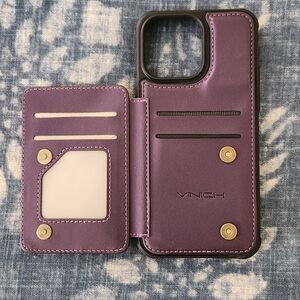 I Phone 14 Purple Wallet Phone Case NWT